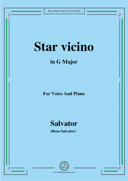 Free Sheet Music Rosa Star Vicino In G Major For Voice And Piano