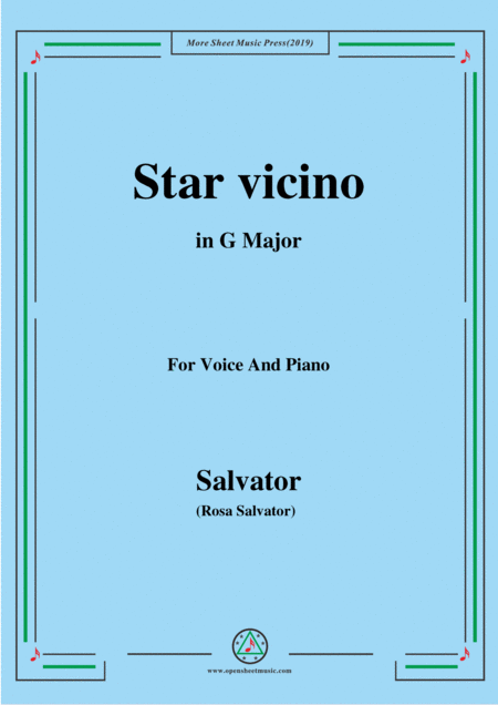 Rosa Star Vicino In G Major For Voice And Piano Sheet Music