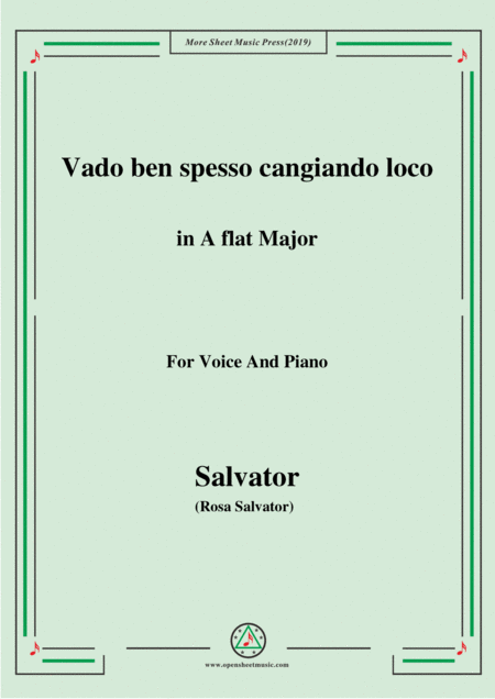 Rosa Vado Ben Spesso Cangiando Loco In A Flat Major For Voice And Piano Sheet Music