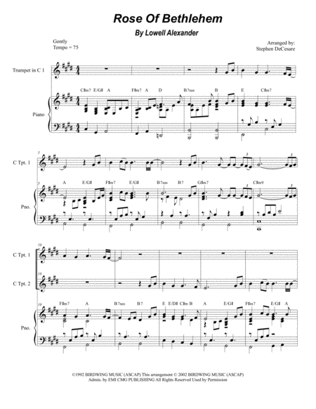 Rose Of Bethlehem Duet For C Trumpet Sheet Music