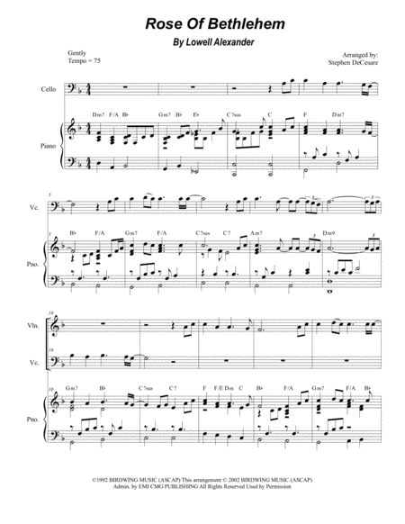 Rose Of Bethlehem Duet For Violin And Cello Sheet Music