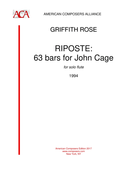 Rose Riposte 63 Bars For John Cage Sheet Music