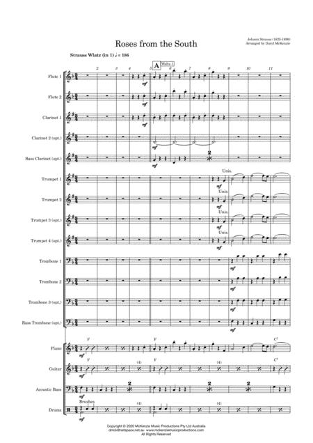 Roses From The South Strauss Waltz Medley For Big Band Woodwinds Sheet Music