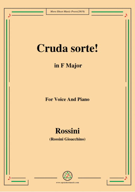 Rossini Cruda Sorte From L Italiana In Algeri In F Major For Voice And Piano Sheet Music