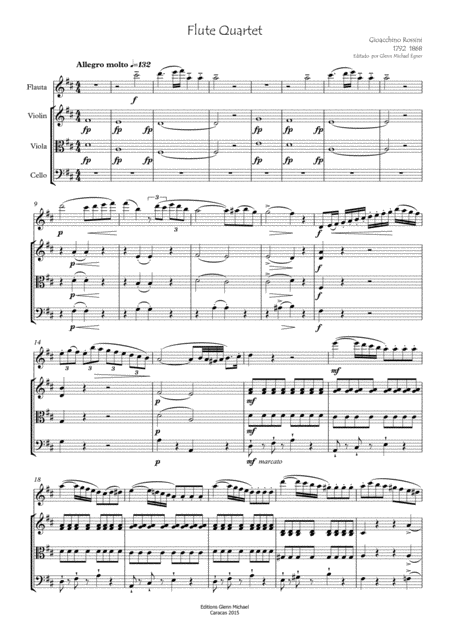 Rossini Flute Quartet Sheet Music