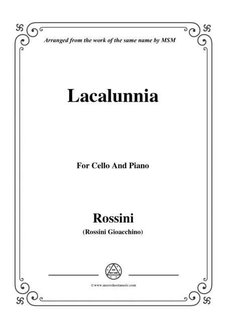 Free Sheet Music Rossini La Calunnia For Cello And Piano