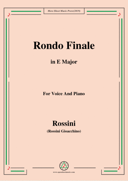 Free Sheet Music Rossini Rondo Finale From La Cenerentola In E Major For Voice And Piano