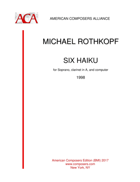 Rothkopf Six Haiku Sheet Music