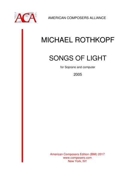 Rothkopf Songs Of Light Sheet Music