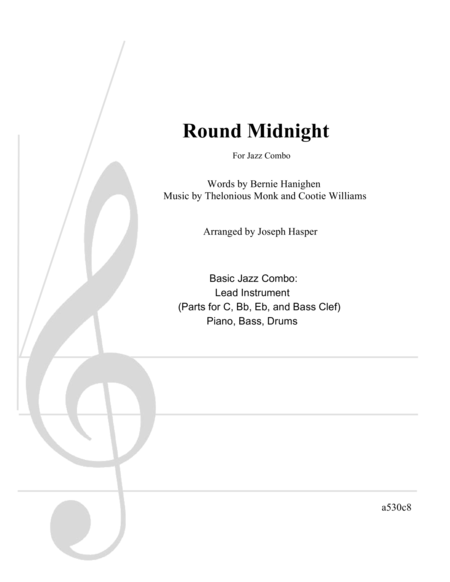 Free Sheet Music Round Midnight Basic Jazz Combo