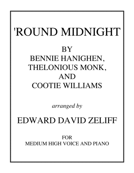 Free Sheet Music Round Midnight Medium High Voice