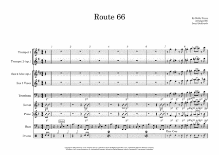 Route 66 Vocal With Small Band 3 5 Horns Key Of F Sheet Music