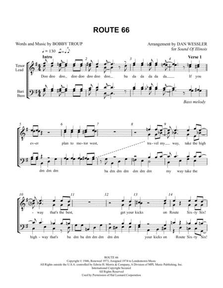 Free Sheet Music Route 66