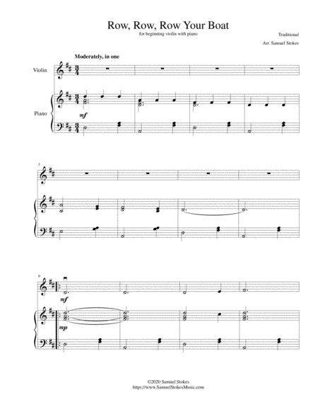 Row Row Row Your Boat For Beginning Violin With Optional Piano Accompaniment Sheet Music
