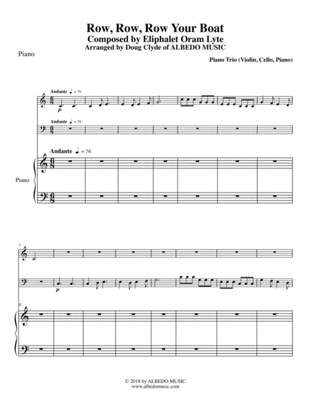 Free Sheet Music Row Row Row Your Boat For Piano Trio