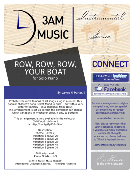 Free Sheet Music Row Row Row Your Boat Theme And Variations