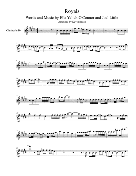 Royals Bb Clarinet Sheet Music