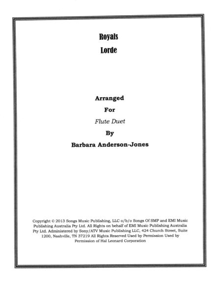 Royals Flute Duet Sheet Music