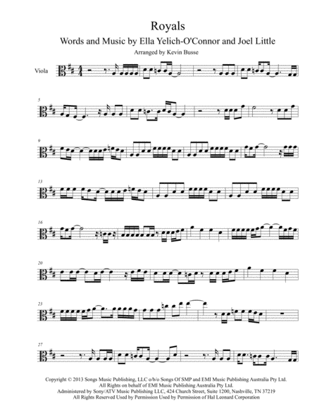 Royals Viola Sheet Music