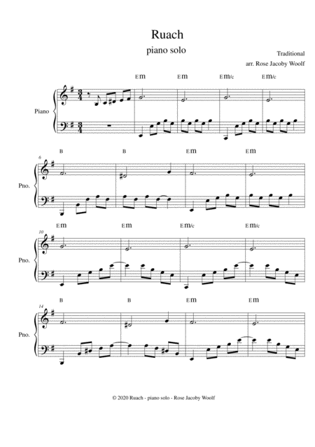 Free Sheet Music Ruach A Jewish Melody Piano Solo