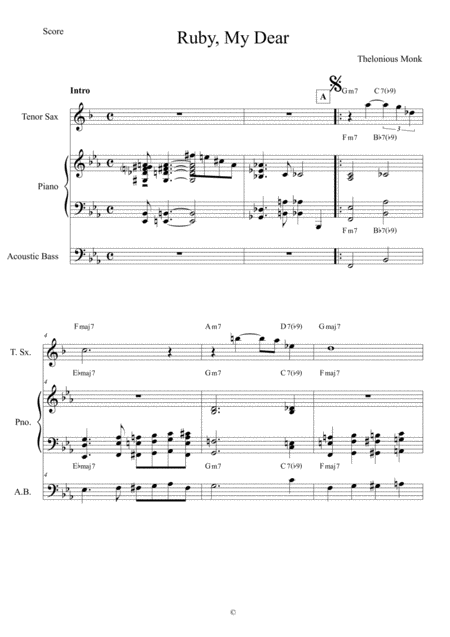 Free Sheet Music Ruby My Dear Score