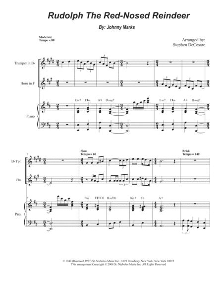 Rudolph The Red Nosed Reindeer Duet For Bb Trumpet And French Horn Sheet Music