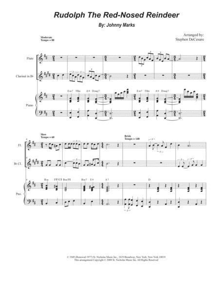 Rudolph The Red Nosed Reindeer Duet For Flute And Bb Clarinet Sheet Music