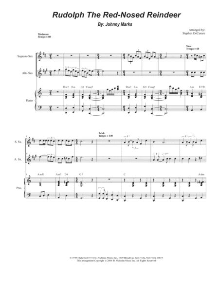 Rudolph The Red Nosed Reindeer Duet For Soprano And Alto Saxophone Sheet Music