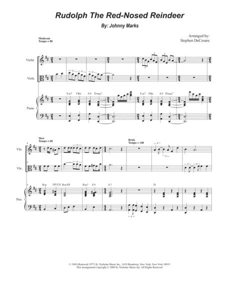 Rudolph The Red Nosed Reindeer Duet For Violin And Viola Sheet Music