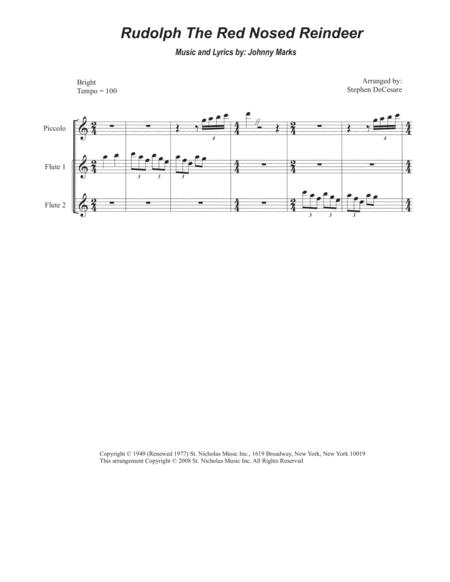 Rudolph The Red Nosed Reindeer For Flute Ensemble And Piano Sheet Music