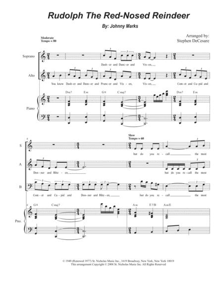 Free Sheet Music Rudolph The Red Nosed Reindeer For Sab