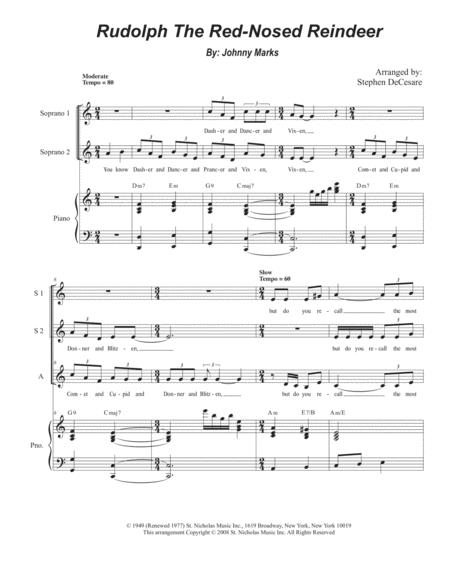 Free Sheet Music Rudolph The Red Nosed Reindeer For Ssa