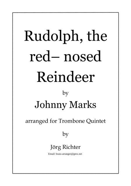 Rudolph The Red Nosed Reindeer For Trombone Quintet Sheet Music