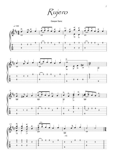 Rujero Y Paradetas By Gaspar Sanz Sheet Music