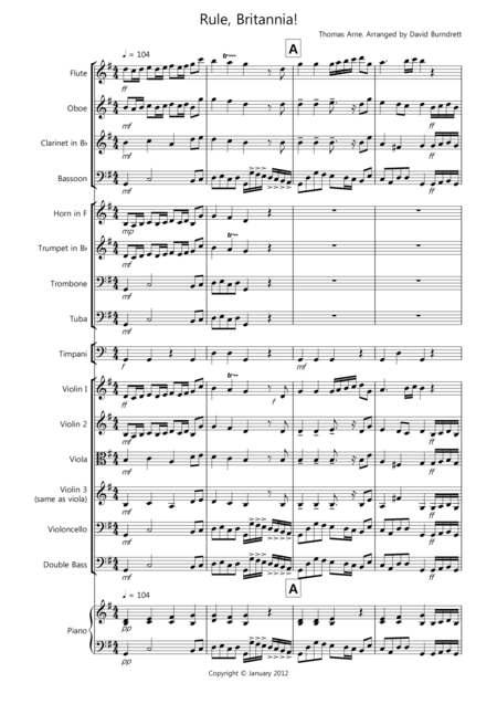 Rule Britannia For School Orchestra Sheet Music