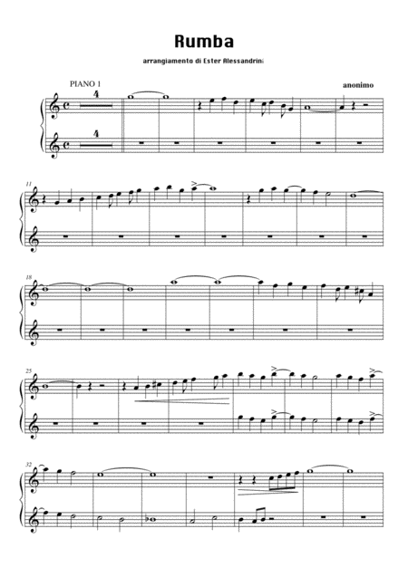 Rumba Piano 4 Hands Sheet Music