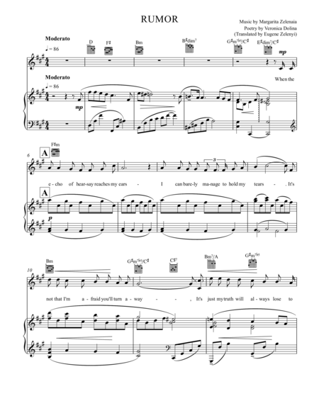 Rumor Art Song For Soprano And Piano Sheet Music