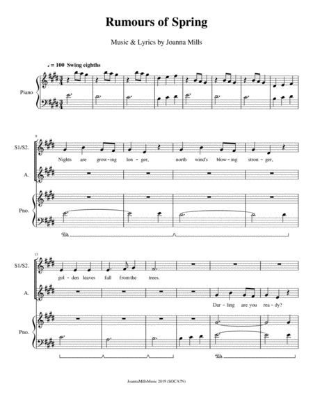 Rumours Of Spring Ssa Sheet Music