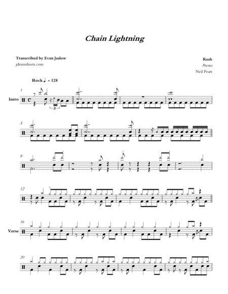 Rush Chain Lightning Sheet Music