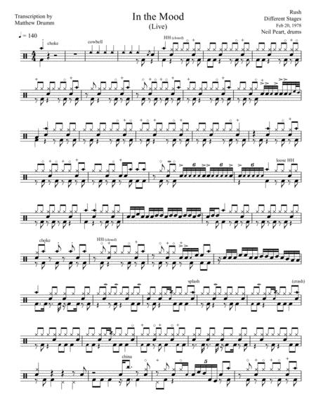 Free Sheet Music Rush In The Mood Live