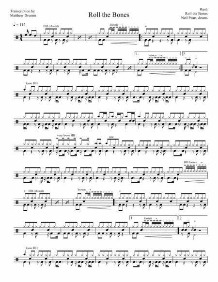 Free Sheet Music Rush Roll The Bones