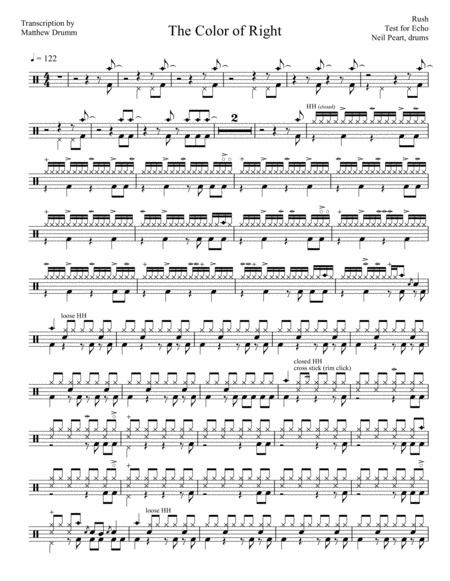 Free Sheet Music Rush The Color Of Right