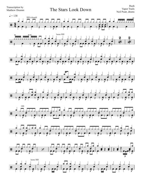 Free Sheet Music Rush The Stars Look Down