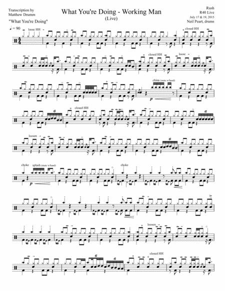 Rush What You Re Doing Working Man Live Sheet Music