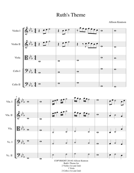 Ruths Song Sheet Music