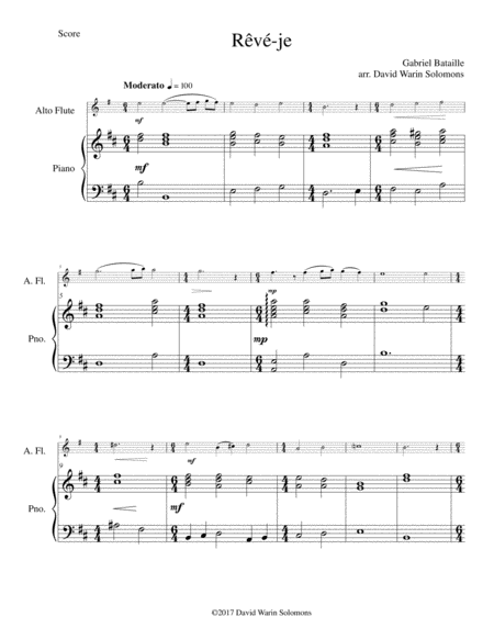 Free Sheet Music Rv Je Am I Dreaming For Alto Flute And Piano