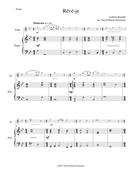 Free Sheet Music Rv Je Am I Dreaming For Flute And Piano