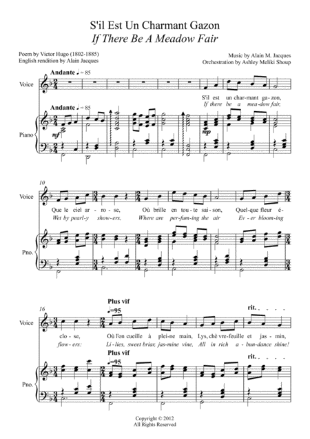 Free Sheet Music S Il Est Un Charmant Gazon Bilingual