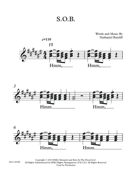 S O B Easy Notes For Voice Leadsheet Sheet Music