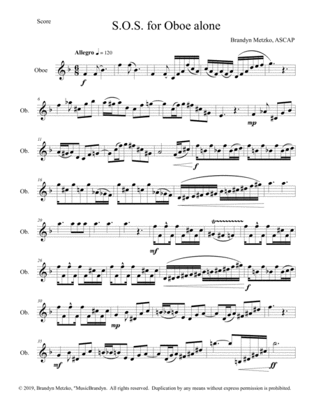 S Os For Oboe Alone Sheet Music